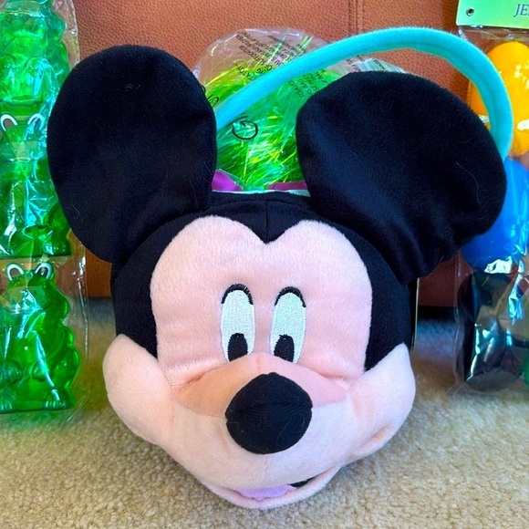 Brand New Disney Mickey Mouse Plush Easter Basket Metallic Fillable Eggs Grass - Picture 2 of 13